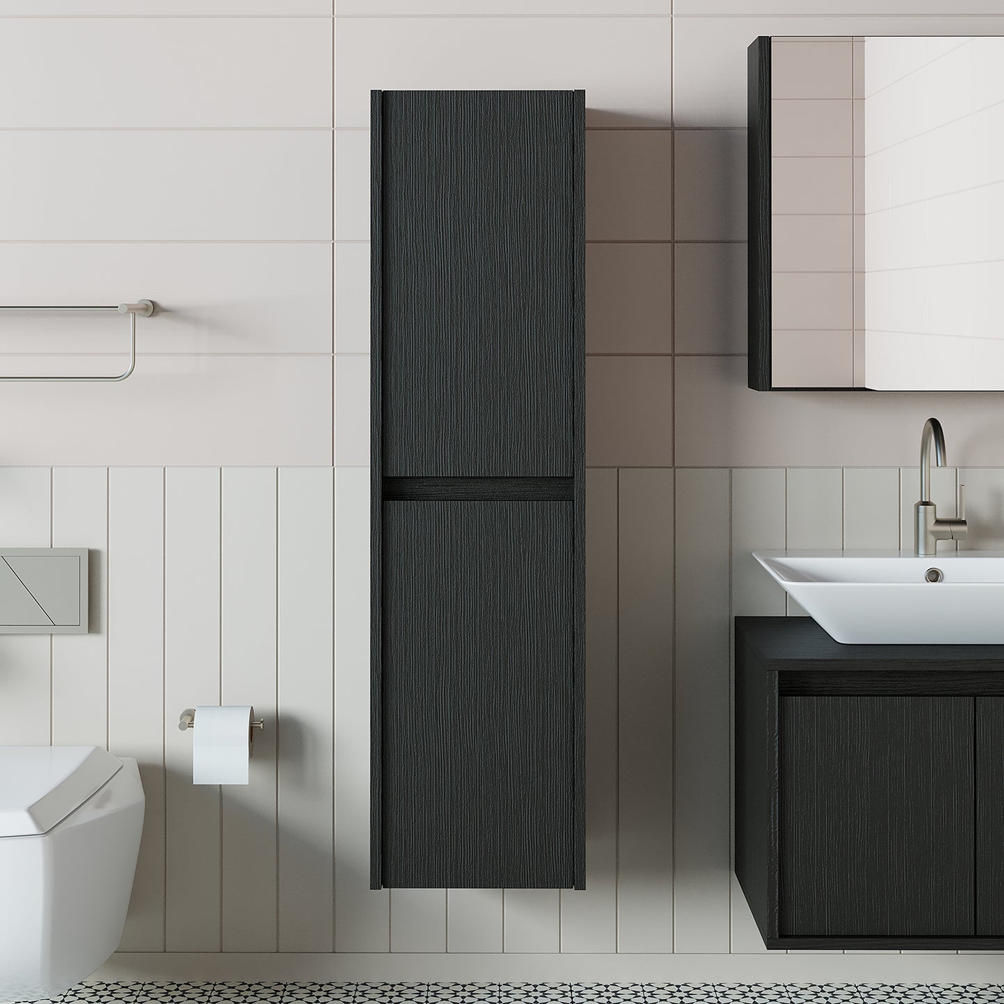 Roomart, mobile bagno, mobile alto, larghezza 35 cm, mensola bagno, in 3 colori
