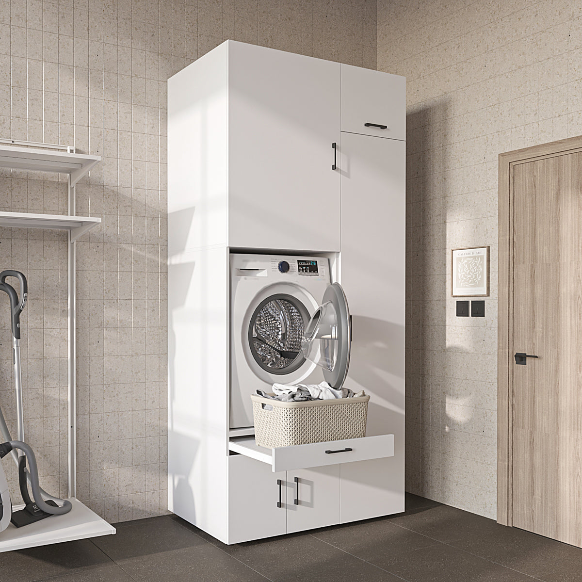 Roomart Waschmaschinenschrank SERIE 3 112 cm, Weiß, 240 cm hoch