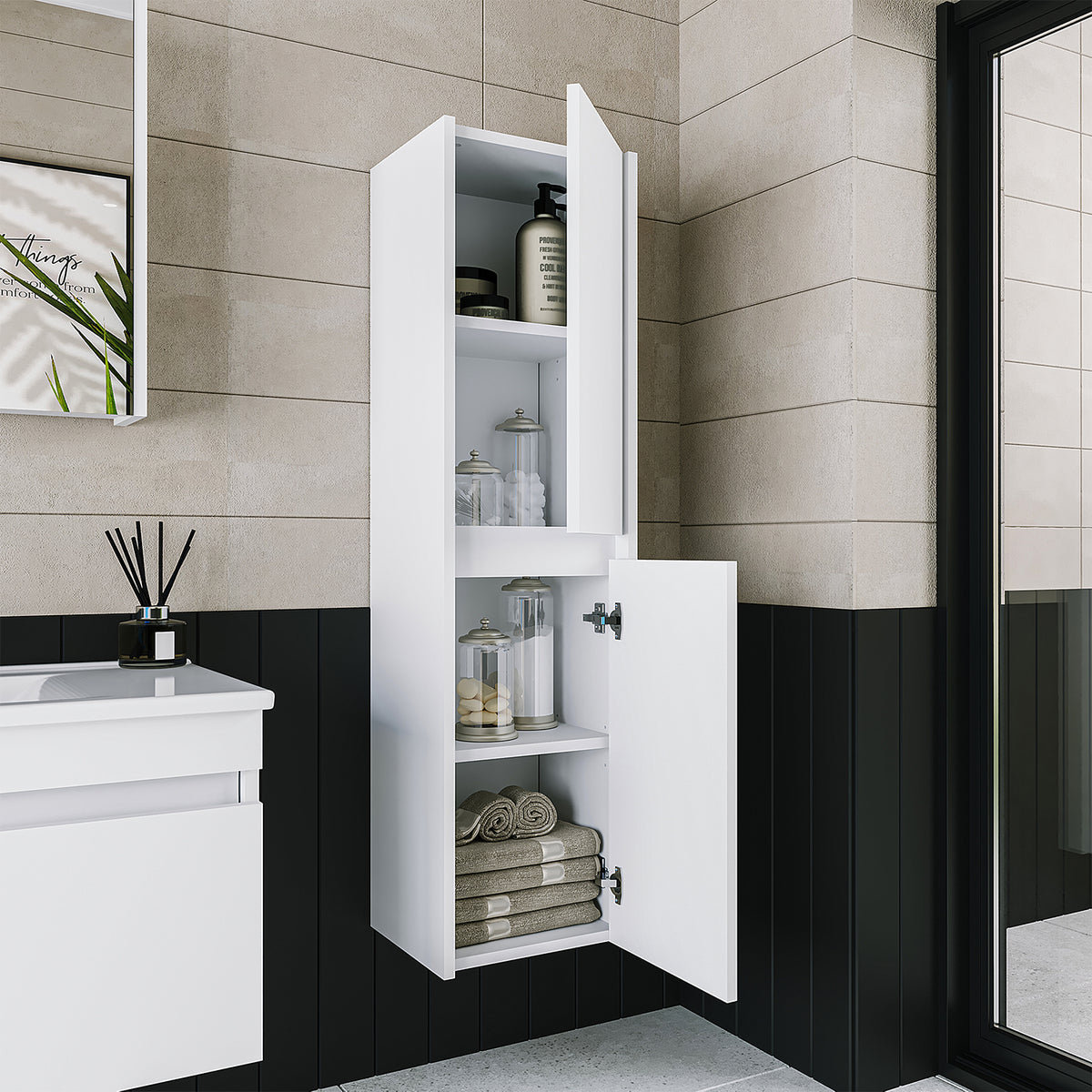 Set di mobili da bagno Roomart MELONA 3 pezzi, in 4 colori, mobiletto da 65 cm - specchiera - colonna - mobili da bagno, set, lavabo, lavatoio, bagno, mobili da bagno, mobili da bagno, mobile da bagno, mobile da lavabo, cm, largo, moderno, lavabo, profondo, con, mobiletto da bagno