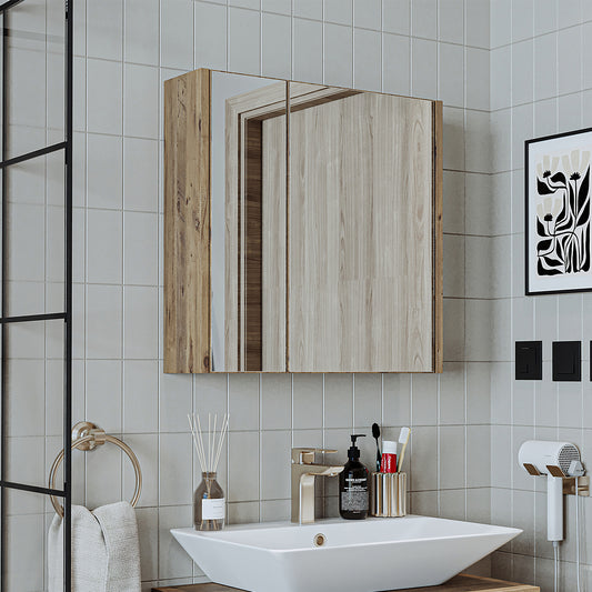 Roomart, Badezimmer Spiegelschrank, 80 cm, 60 cm, Badezimmermöbel, in Weiss & Eiche Farben - badezimmerschrank, waschbecken, badezimmermöbel, badschrank, badezimmer, mit, unterschrank, badmöbel, set, waschtisch, möbel, badezimmermãbel, bad, badezimmerschr