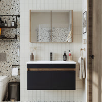 Roomart juego de muebles de baño ATRIA 3 piezas, en 4 colores, 85 cm mueble con lavabo de cerámica - armario con espejo - mueble de baño, lavabo, muebles de baño, mueble de baño, baño, con, mueble con lavabo, mueble de baño, juego, lavabo, mueble, muebles de baño, baño