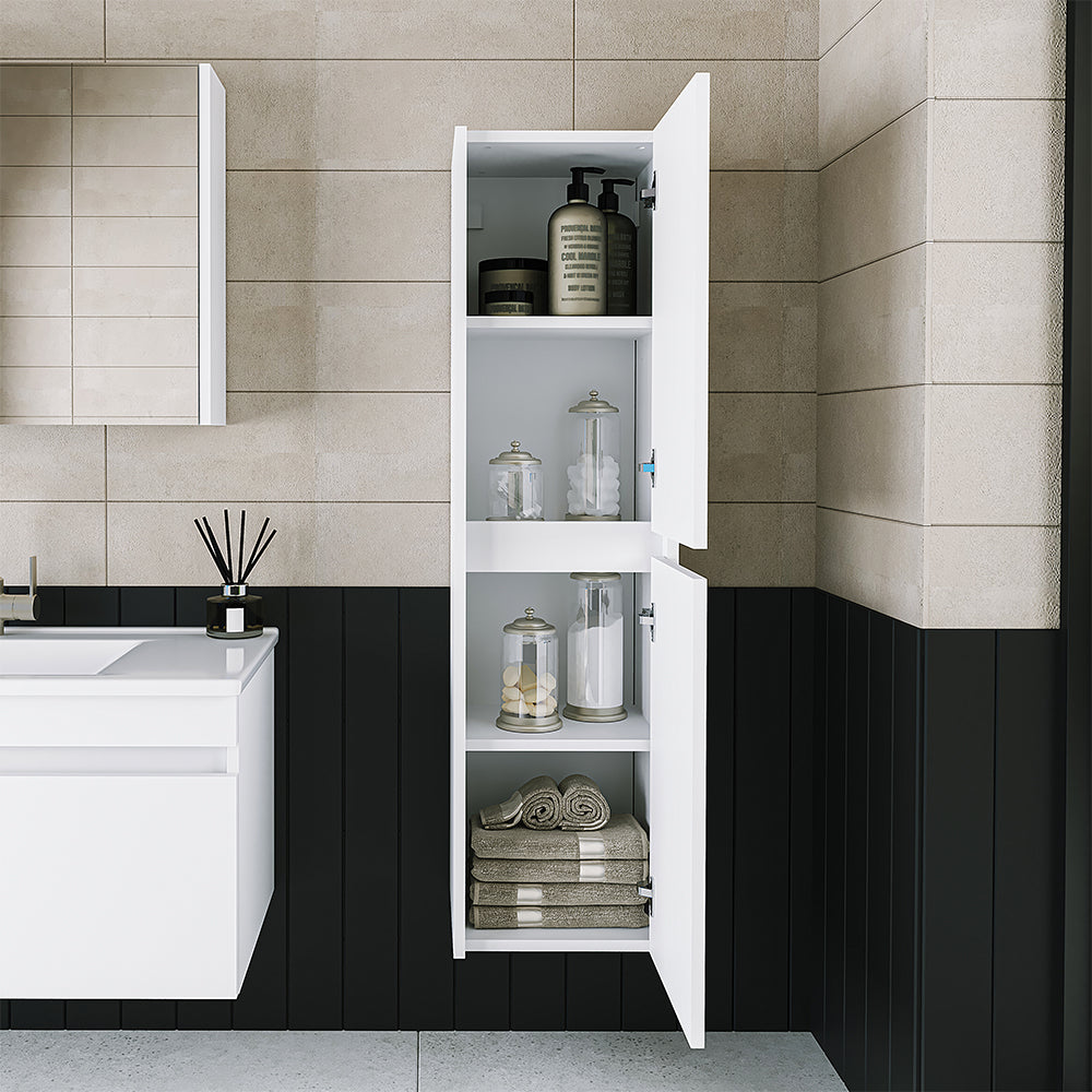 Roomart, mobile bagno, mobile alto, larghezza 35 cm, mensola bagno, in 3 colori