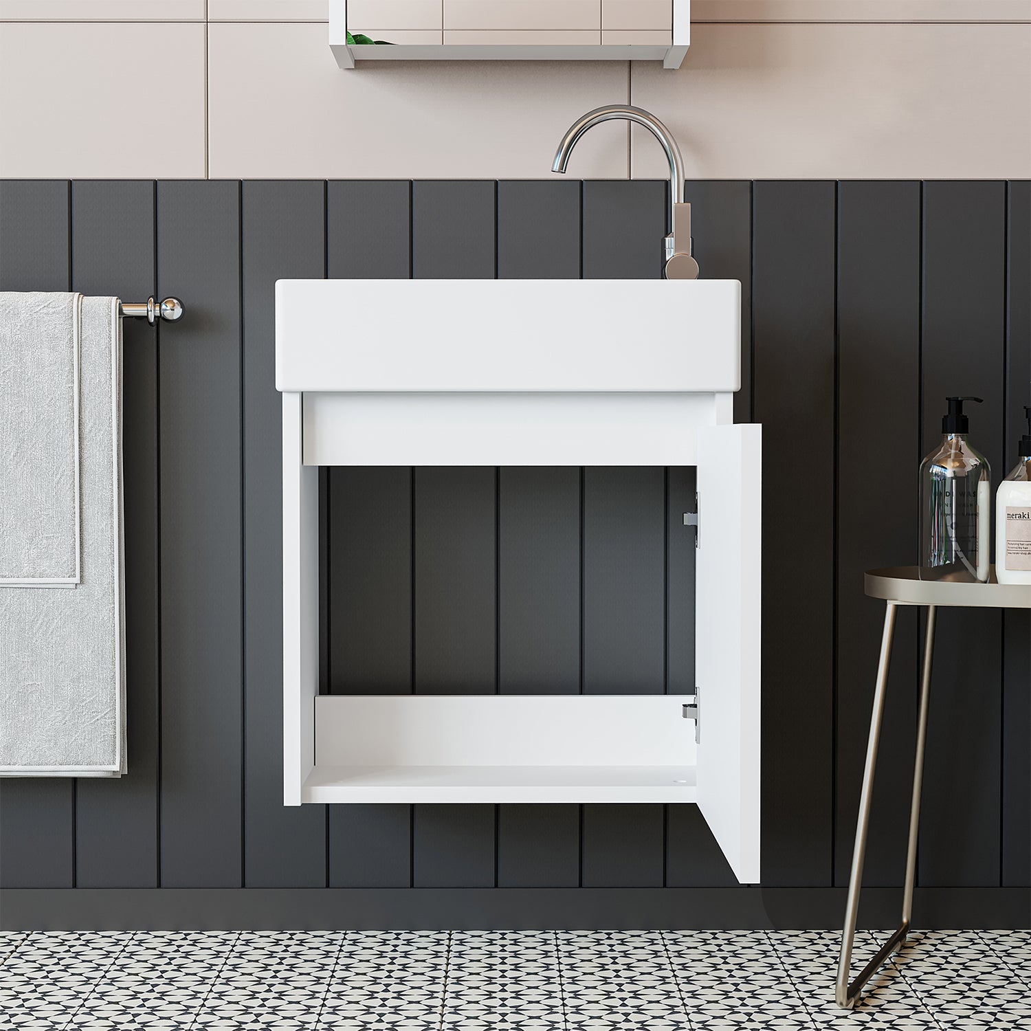 Roomart, MINI vanity unit with washbasin 50cm guest toilet bathroom furniture in 5 colors - and, mirror cabinet, cheap, sets, furniture, without, siphon, ceramic, bathroom furniture set, bathroom furniture sets, country style, washbasin, washbasin, bathroom cabinet, countertop basin