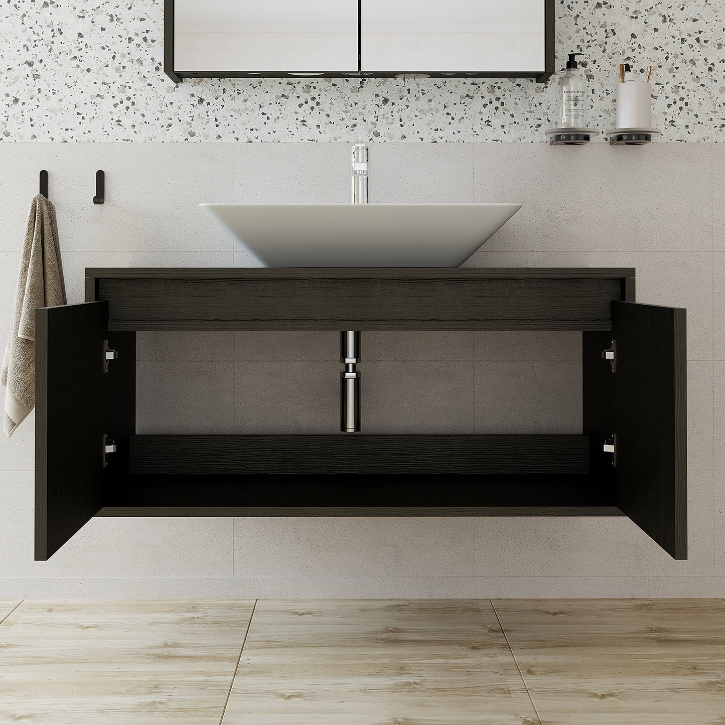 Roomart Atlantic, Waschbecken mit Unterschrank 100 cm, in 5 Farben, Badezimmermöbel