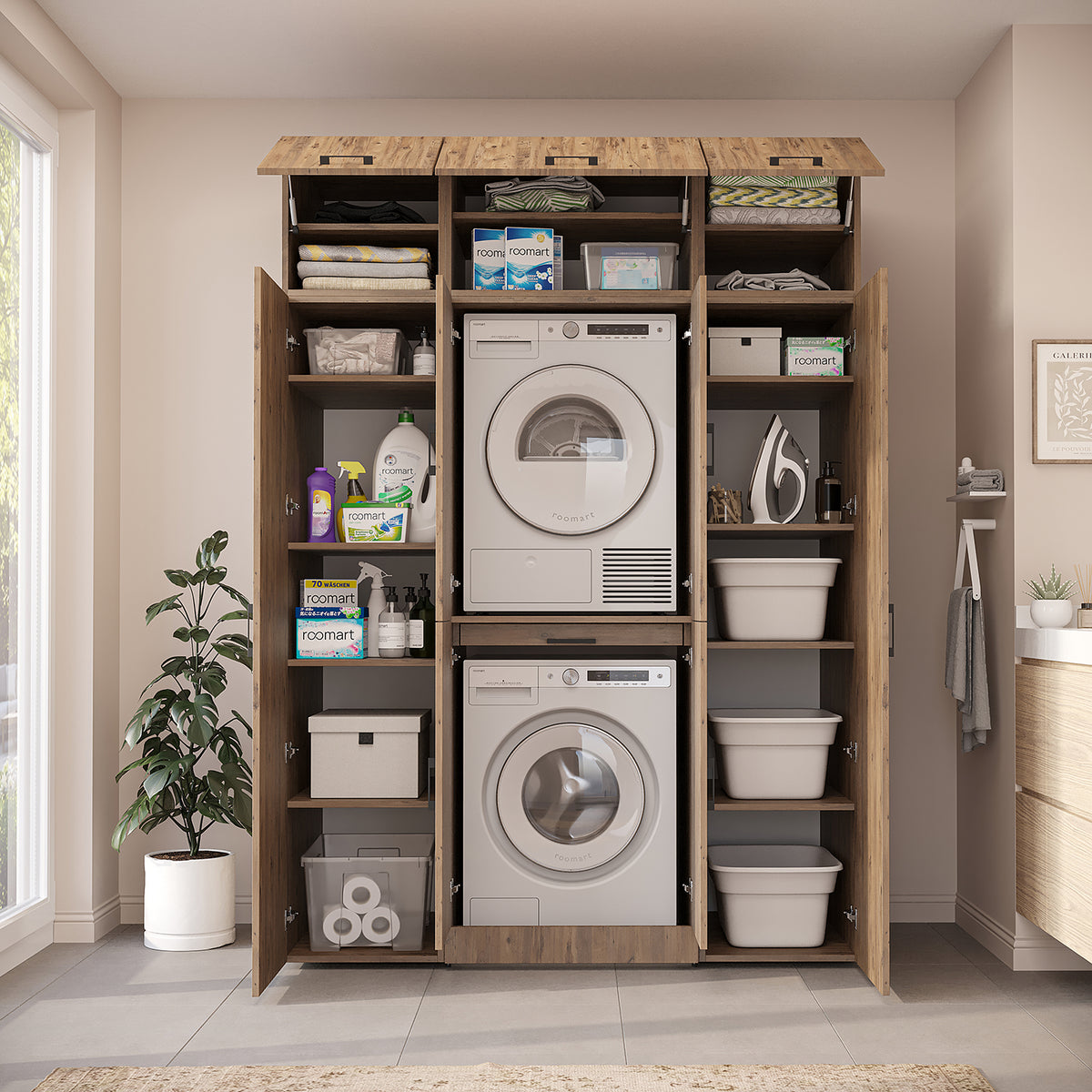 Roomart Waschmaschinenschrank DORA-I 160 cm, Eiche, 230 cm hoch, Bild 5