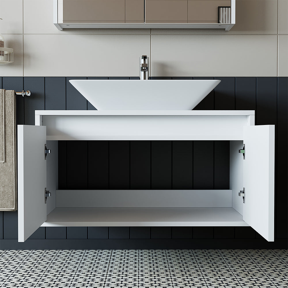 Roomart Waschbecken mit Unterschrank 85 cm • Weiß • Eiche • Weiß-Eiche • Anthrazit Eiche