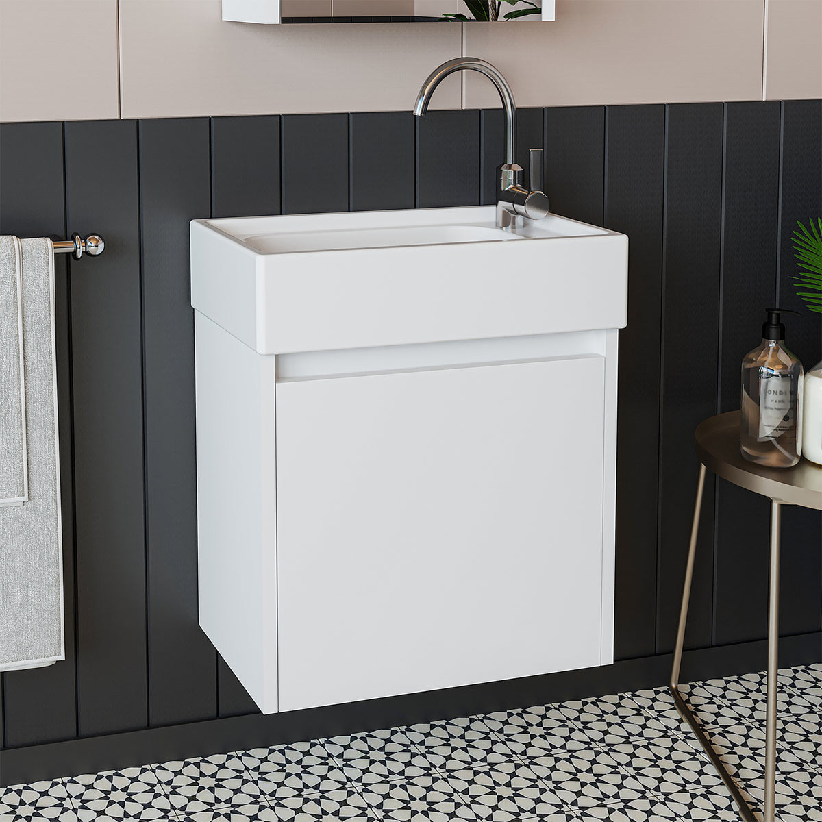 Roomart, mobile da bagno MINI con lavabo 50cm per WC ospiti in 5 colori - e, mobile a specchio, economico, set, mobili, senza, sifone, ceramica, set mobili bagno, set mobili bagno, stile casa di campagna, lavabo, lavabo, mobile bagno, lavabo da appoggio