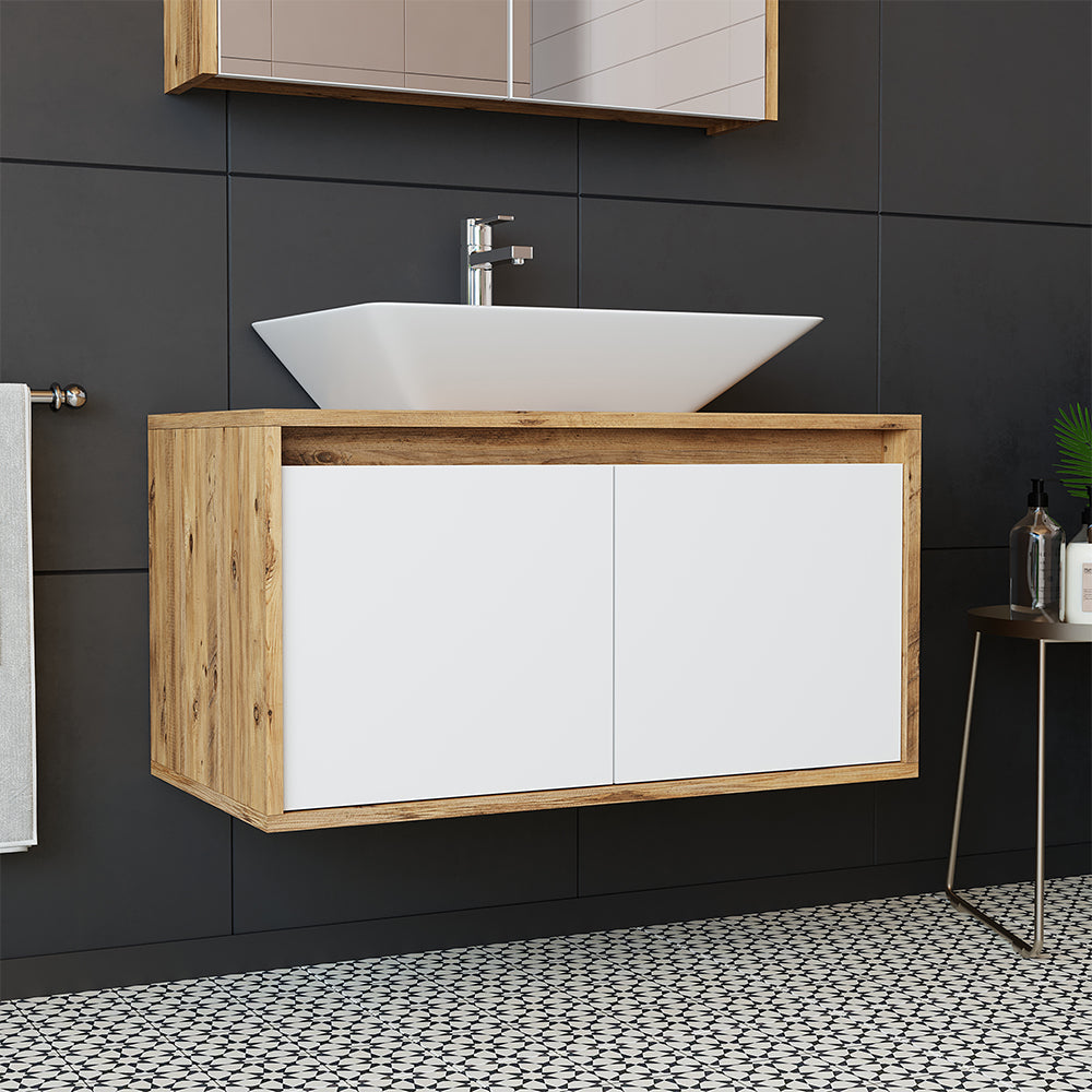 Roomart Waschbecken mit Unterschrank 85 cm • Weiß • Eiche • Weiß-Eiche • Anthrazit Eiche