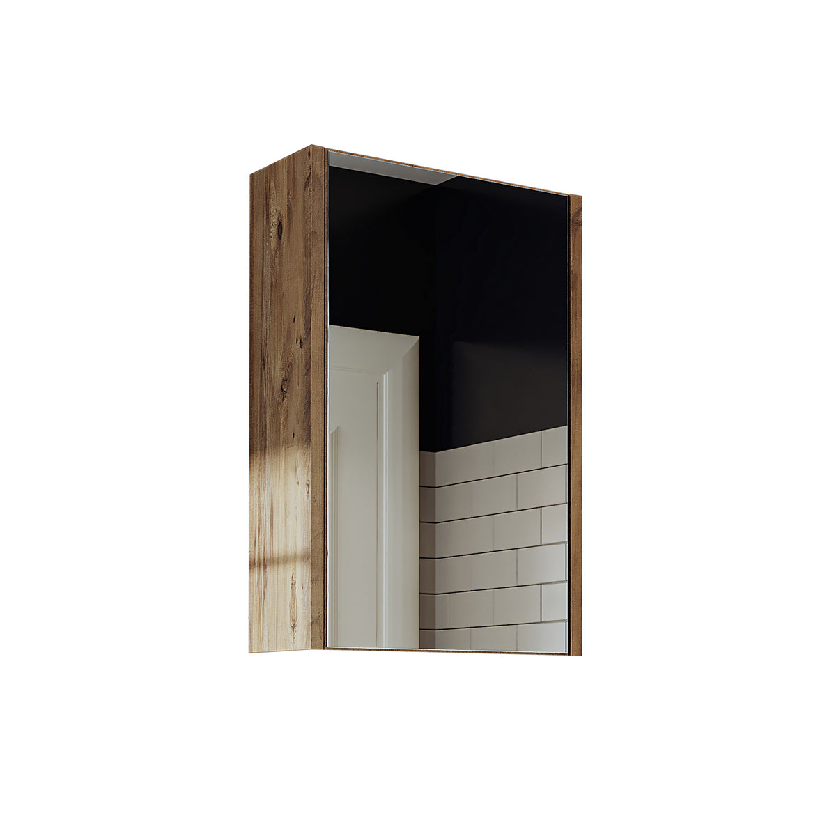 Roomart Badezimmerspiegelschrank "Punto“ – moderner, kompakter 40 cm Badschrank mit Spiegel – in Weiß oder Eiche - badezimmerspiegelschrank, mirror, lichtschalter, badspiegelschrank, geringe, tiefe, schiebetür, steckdose, eckspiegelschrank, smarter, badh
