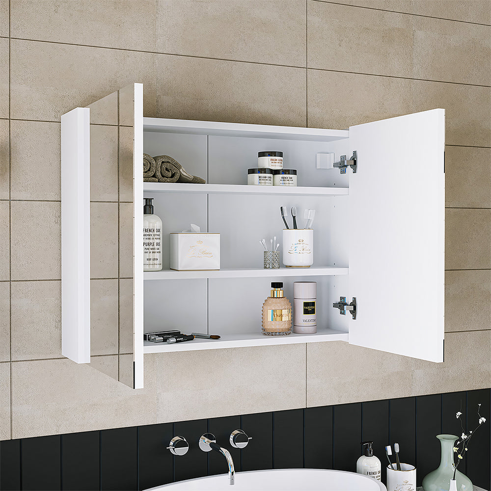 Roomart Badmöbel Set ATLANTIC 4-teilig 85 cm in 5 Farben Unterschrank mit Keramikwaschbecken • Spiegelschrank • Hochschrank - badezimmerschrank, waschbecken, badezimmermöbel, badschrank, badezimmer, mit, unterschrank, badmöbel, set, waschtisch, möbel, bad