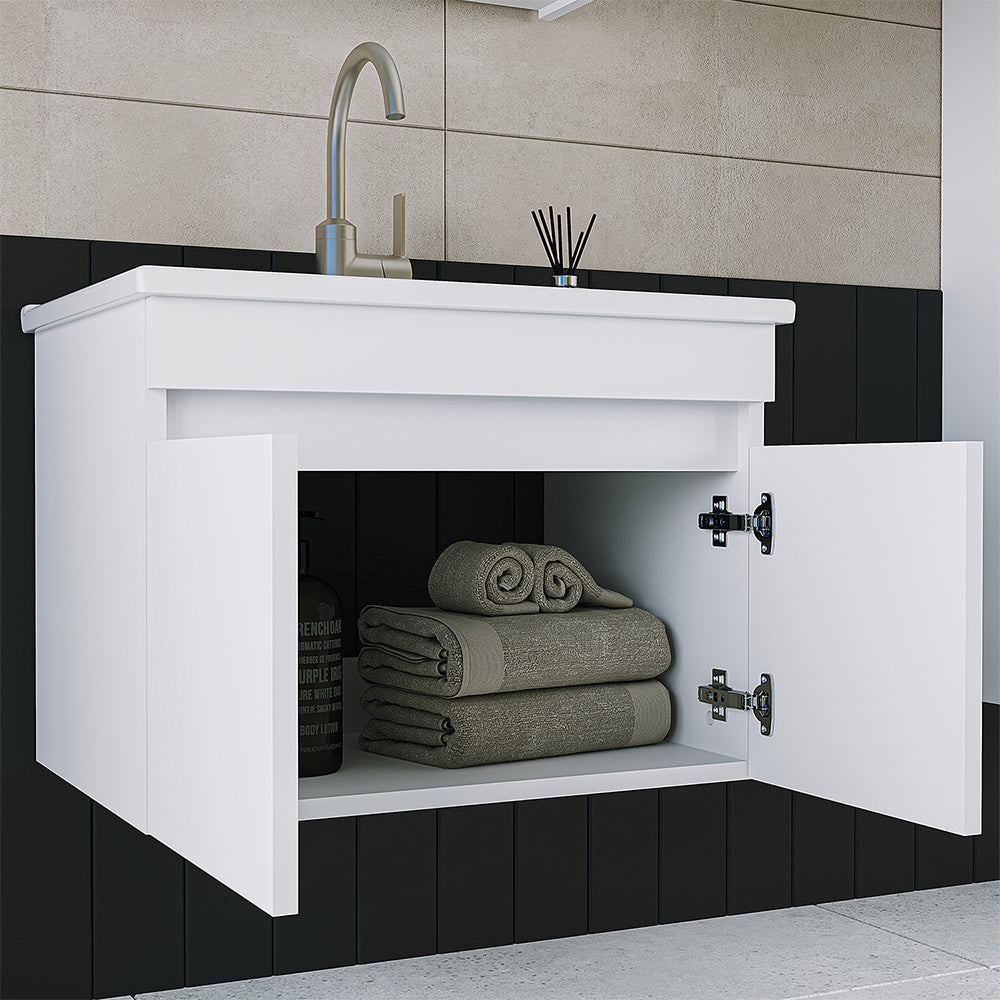 Roomart Badmöbel Set ATRIA 3 Teilig, in 4 Farben, 65 cm Unterschrank mit Keramikwaschbecken • Spiegelschrank