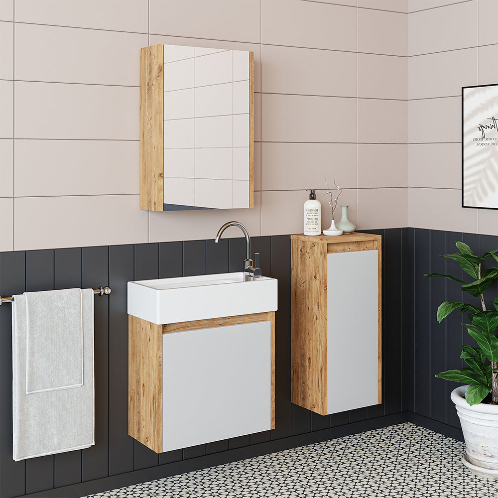 Badmöbelset • 50cm • Unterschrank mit Waschbecken • Badezimmer Möbel • Gäste WC