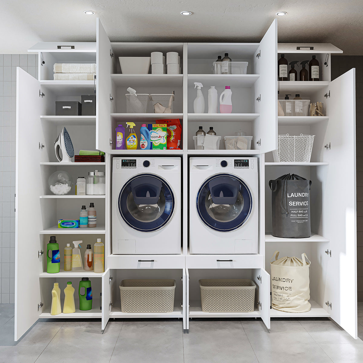 Roomart Waschmaschinenschrank SERIE 3 254 cm, Weiß, 240 cm hoch
