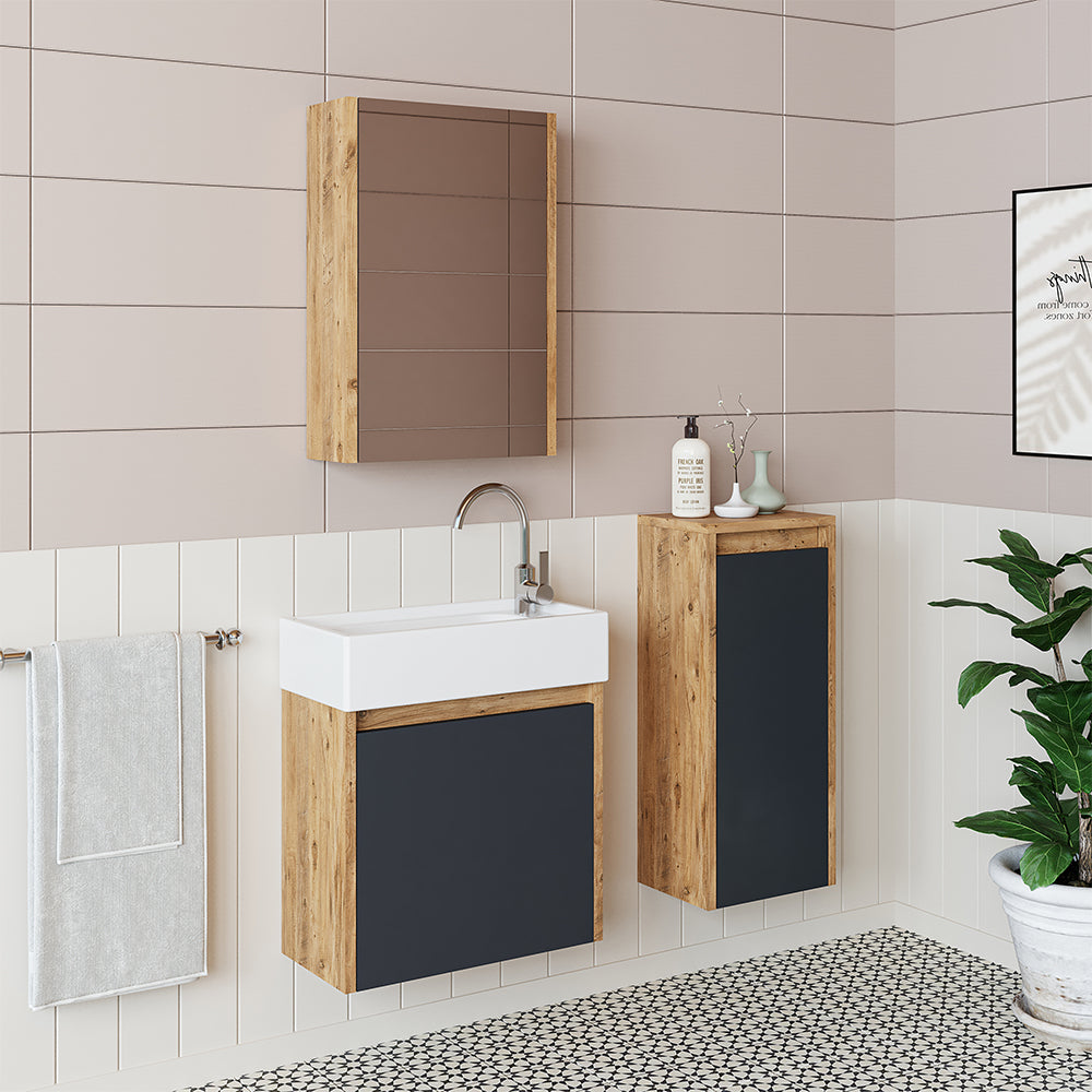 Badmöbelset • 50cm • Unterschrank mit Waschbecken • Badezimmer Möbel • Gäste WC