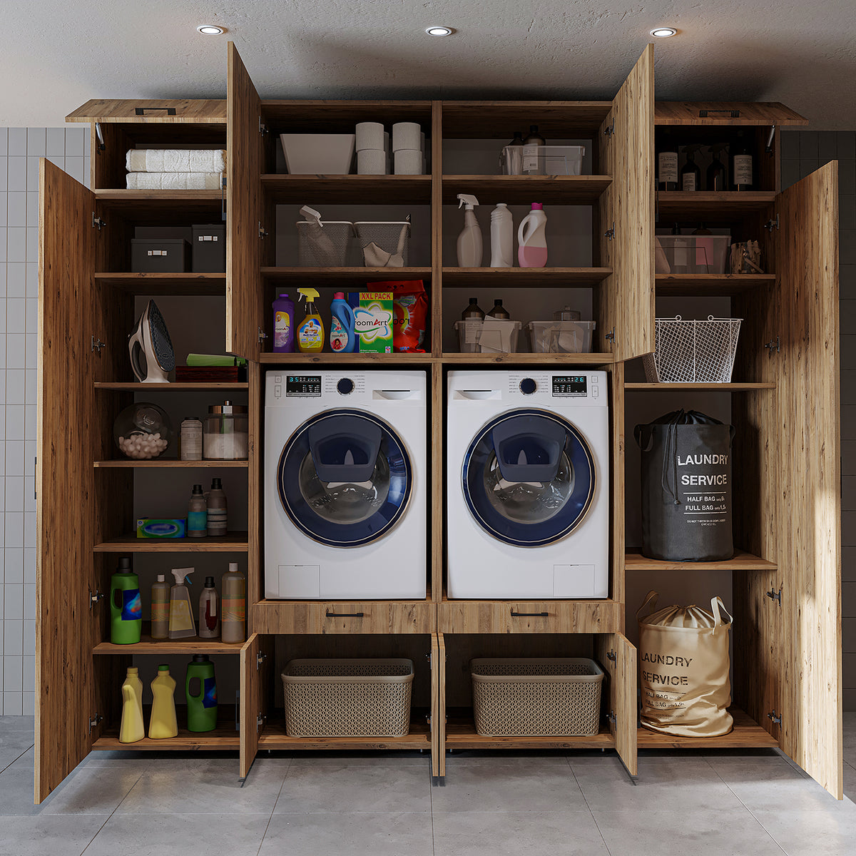 Roomart Waschmaschinenschrank SERIE 3 254 cm, Eiche, 240 cm hoch