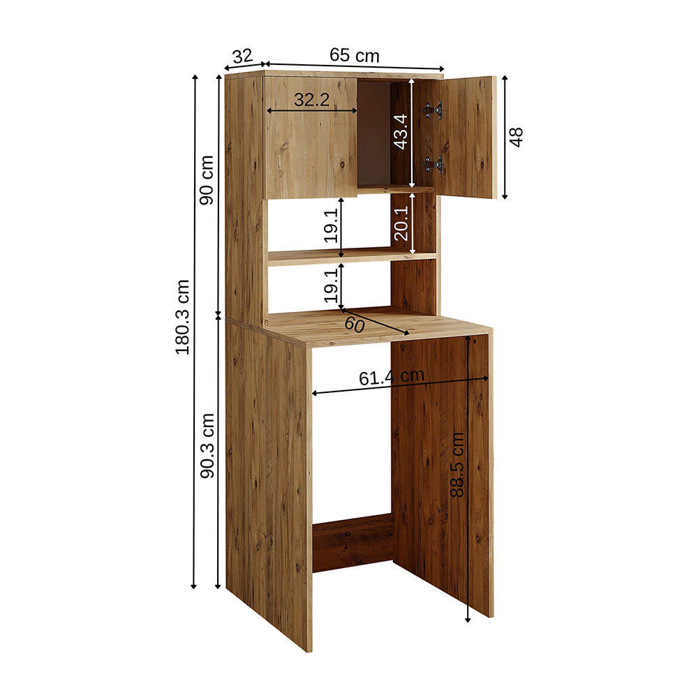 Roomart, Szafka łazienkowa pod pralkę Atlantic, nadbudowa pod pralkę, WDH: 65 x 181 x 60 cm, w kolorze dąb bielony, dąb antracyt - meble łazienkowe, zestaw, odpływ, umywalka, łazienka, meble, łazienka, szafka pod umywalkę, cm, szeroka, nowoczesna, umywalka, głęboka, m