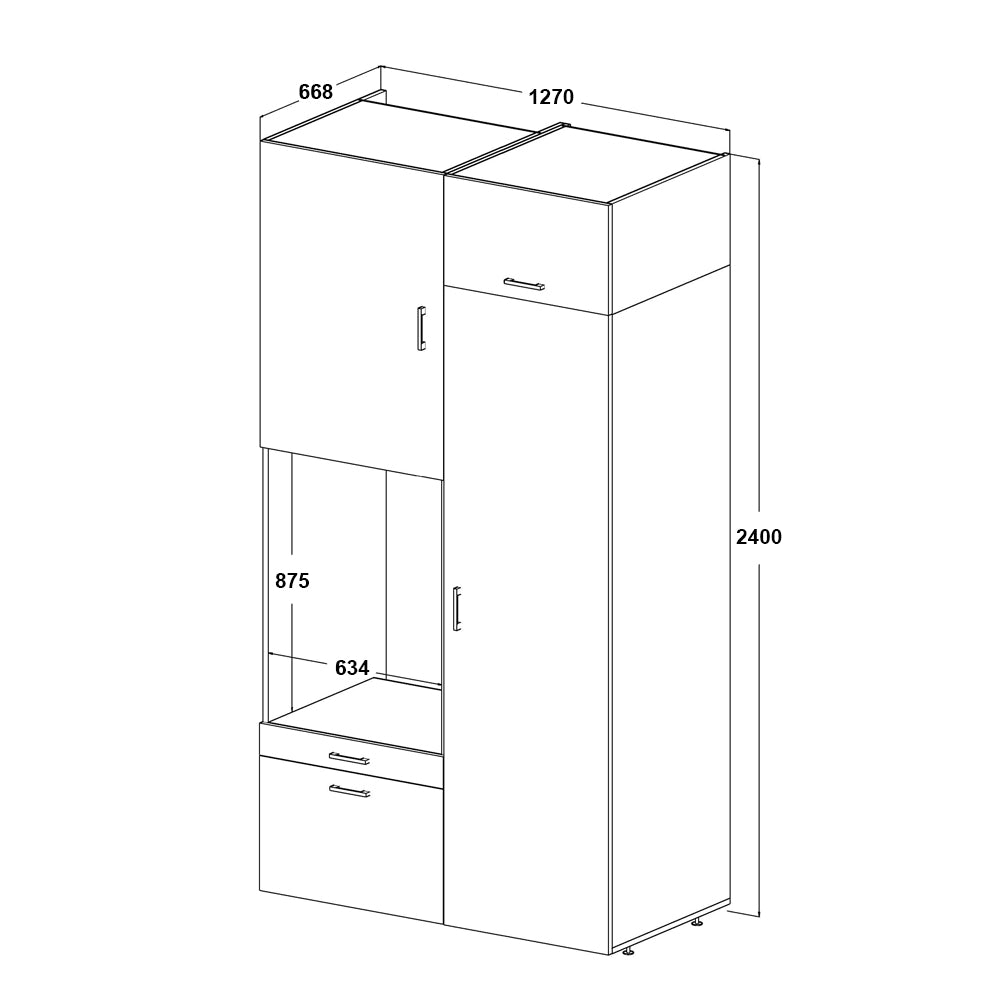 Roomart Schrankwand & Hochschrank Weiß Schwaz Eiche Badschrank Mehrzweckschrank- schrank, badezimmerschrank, waschmaschinenschrank, badschrank, badezimmermöbel, waschmaschinenregal, waschturm, hochschrank, bad, möbel, weiß, waschmaschinen, unterschrank, w