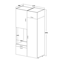 Roomart Schrankwand & Hochschrank Weiß Schwaz Eiche Badschrank Mehrzweckschrank- schrank, badezimmerschrank, waschmaschinenschrank, badschrank, badezimmermöbel, waschmaschinenregal, waschturm, hochschrank, bad, möbel, weiß, waschmaschinen, unterschrank, w