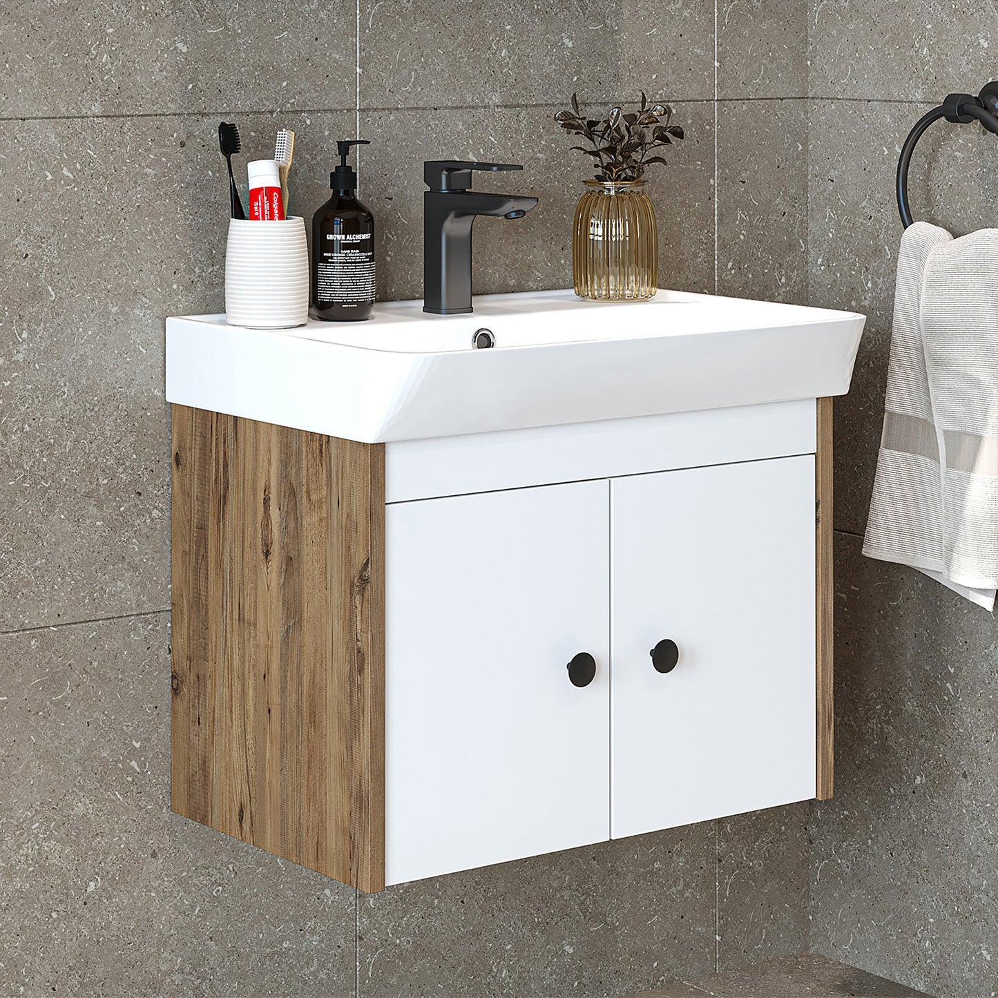 Set di mobili da bagno - ADA - Mobiletto con lavabo - Specchiera - Mobiletto laterale - Mobili da bagno - mobile da bagno, lavabo, mobili da bagno, mobile da bagno, bagno, con, mobiletto, mobili da bagno, set, lavabo, mobili, bagno, bagno