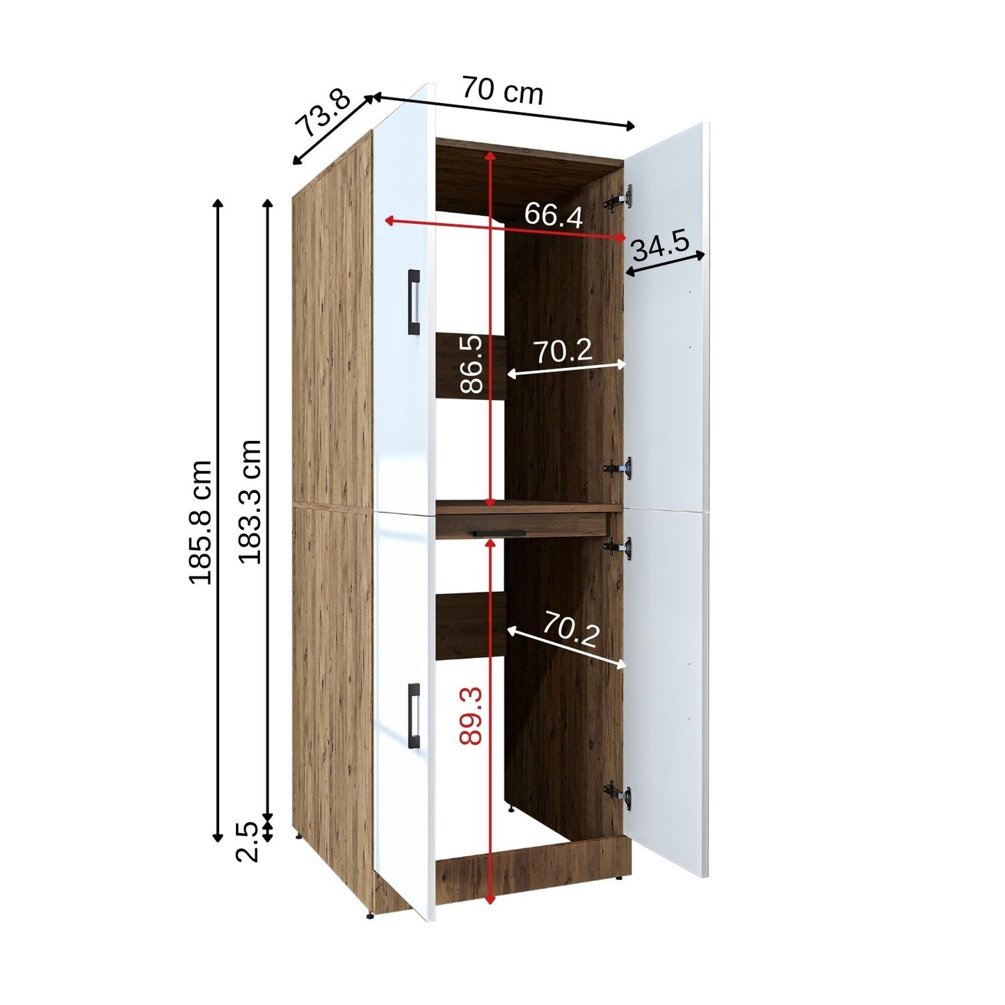 Roomart Waschmaschinenschrank " DORA " für Trockner & Waschmaschine, in 4 Farben, mit Türen & Ausziehbrett • Weiß • Weiß Eiche • Anthrazit Eiche • Eiche - waschmaschinenschrank, waschmaschinenregal, waschturm, schrank, weiß, waschmaschinen, unterschrank,