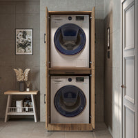 Roomart washing machine cabinet " DORA " for dryer & washing machine, in 4 colors, with doors & pull-out shelf - white - white oak - anthracite oak - oak - washing machine cabinet, washing machine shelf, washing tower, cabinet, white, washing machines, base cabinet,