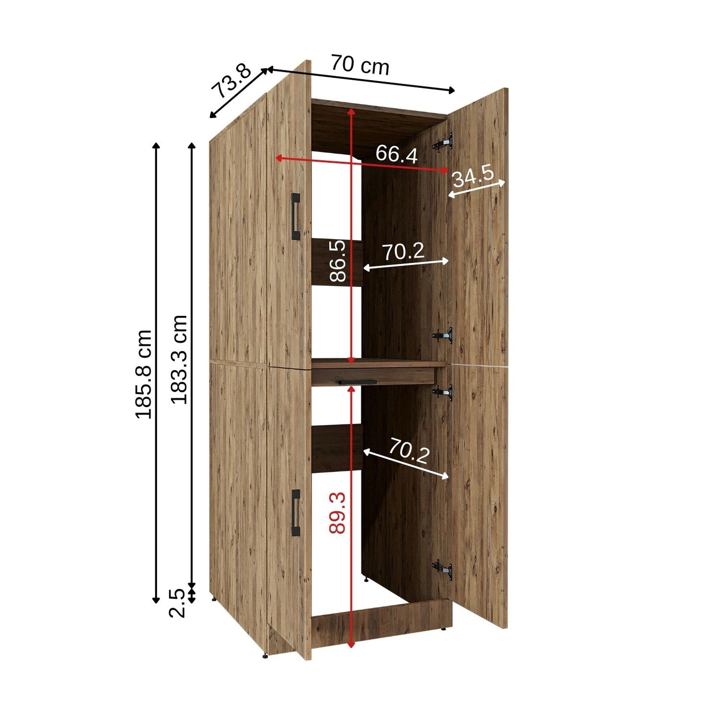 Roomart Waschmaschinenschrank " DORA " für Trockner & Waschmaschine, in 4 Farben, mit Türen & Ausziehbrett • Weiß • Weiß Eiche • Anthrazit Eiche • Eiche - waschmaschinenschrank, waschmaschinenregal, waschturm, schrank, weiß, waschmaschinen, unterschrank,