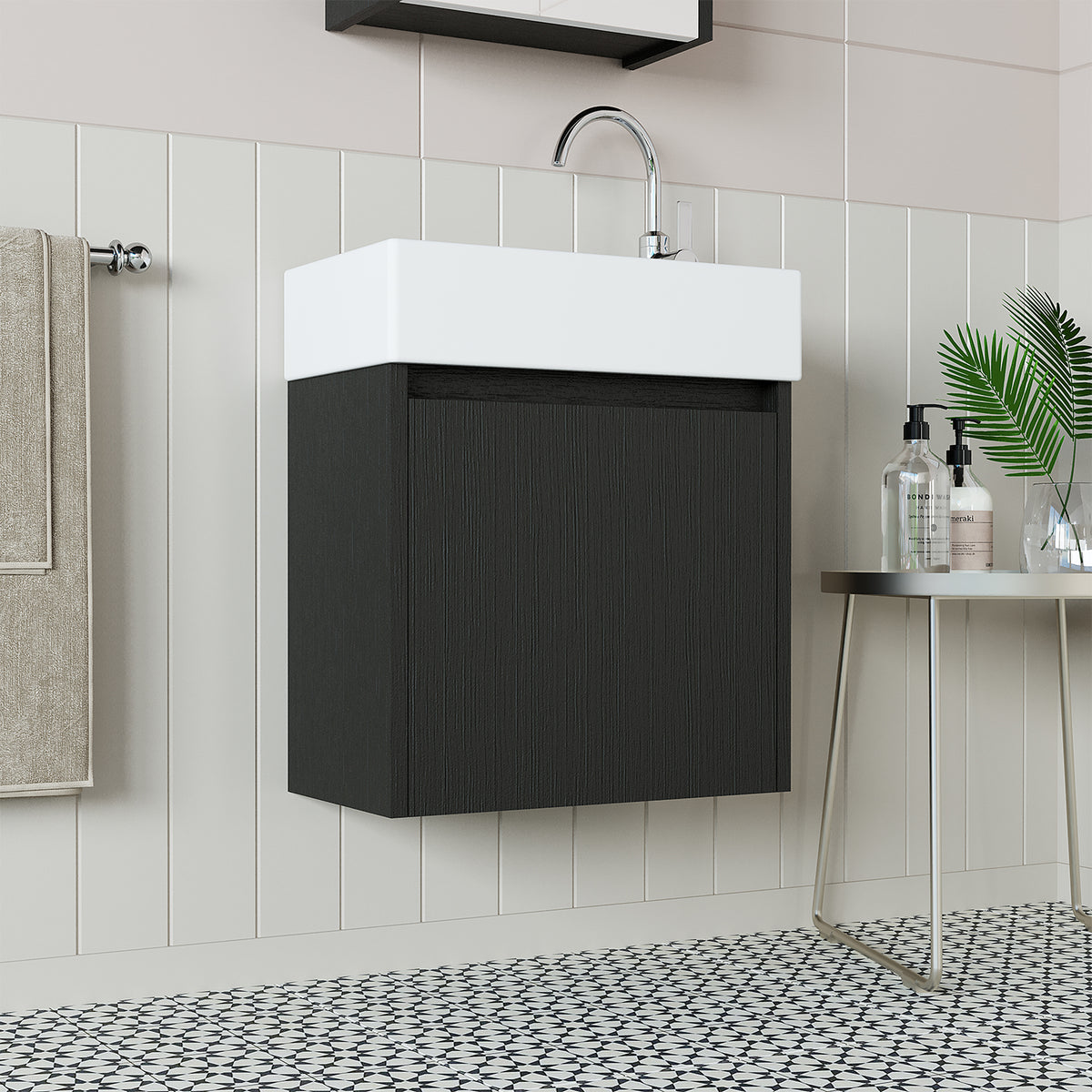 Roomart, mobile da bagno MINI con lavabo 50cm per WC ospiti in 5 colori - e, mobile a specchio, economico, set, mobili, senza, sifone, ceramica, set mobili bagno, set mobili bagno, stile casa di campagna, lavabo, lavabo, mobile bagno, lavabo da appoggio