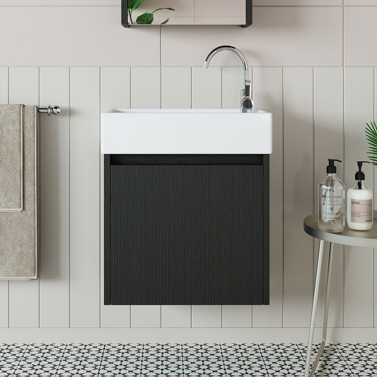 Roomart, mobile da bagno MINI con lavabo 50cm per WC ospiti in 5 colori - e, mobile a specchio, economico, set, mobili, senza, sifone, ceramica, set mobili bagno, set mobili bagno, stile casa di campagna, lavabo, lavabo, mobile bagno, lavabo da appoggio