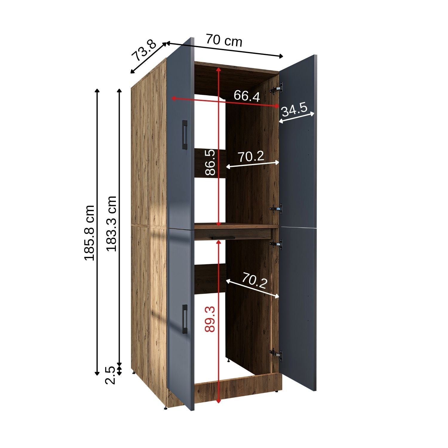 Roomart Waschmaschinenschrank " DORA " für Trockner & Waschmaschine, in 4 Farben, mit Türen & Ausziehbrett • Weiß • Weiß Eiche • Anthrazit Eiche • Eiche - waschmaschinenschrank, waschmaschinenregal, waschturm, schrank, weiß, waschmaschinen, unterschrank,