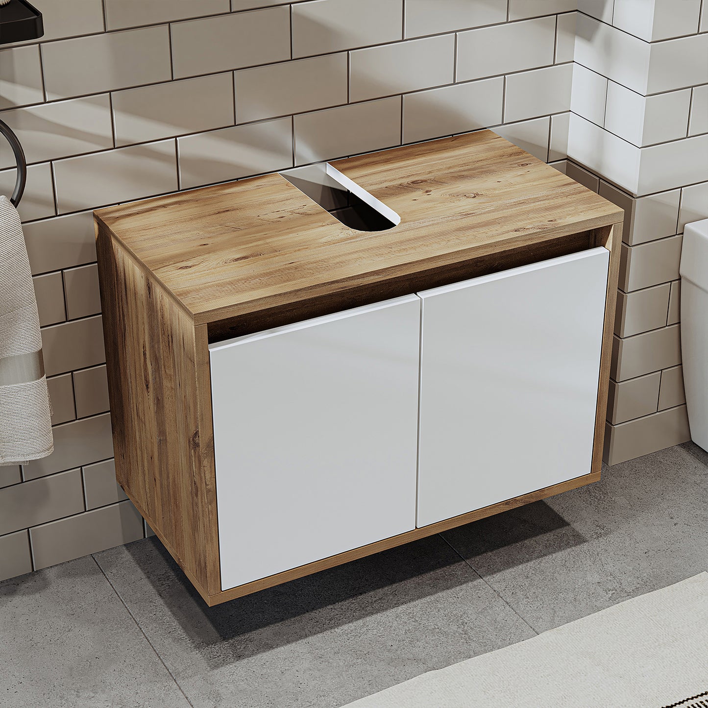 Roomart bathroom vanity unit HBD:45x65x35 cm - white - oak - white-oak - anthracite oak