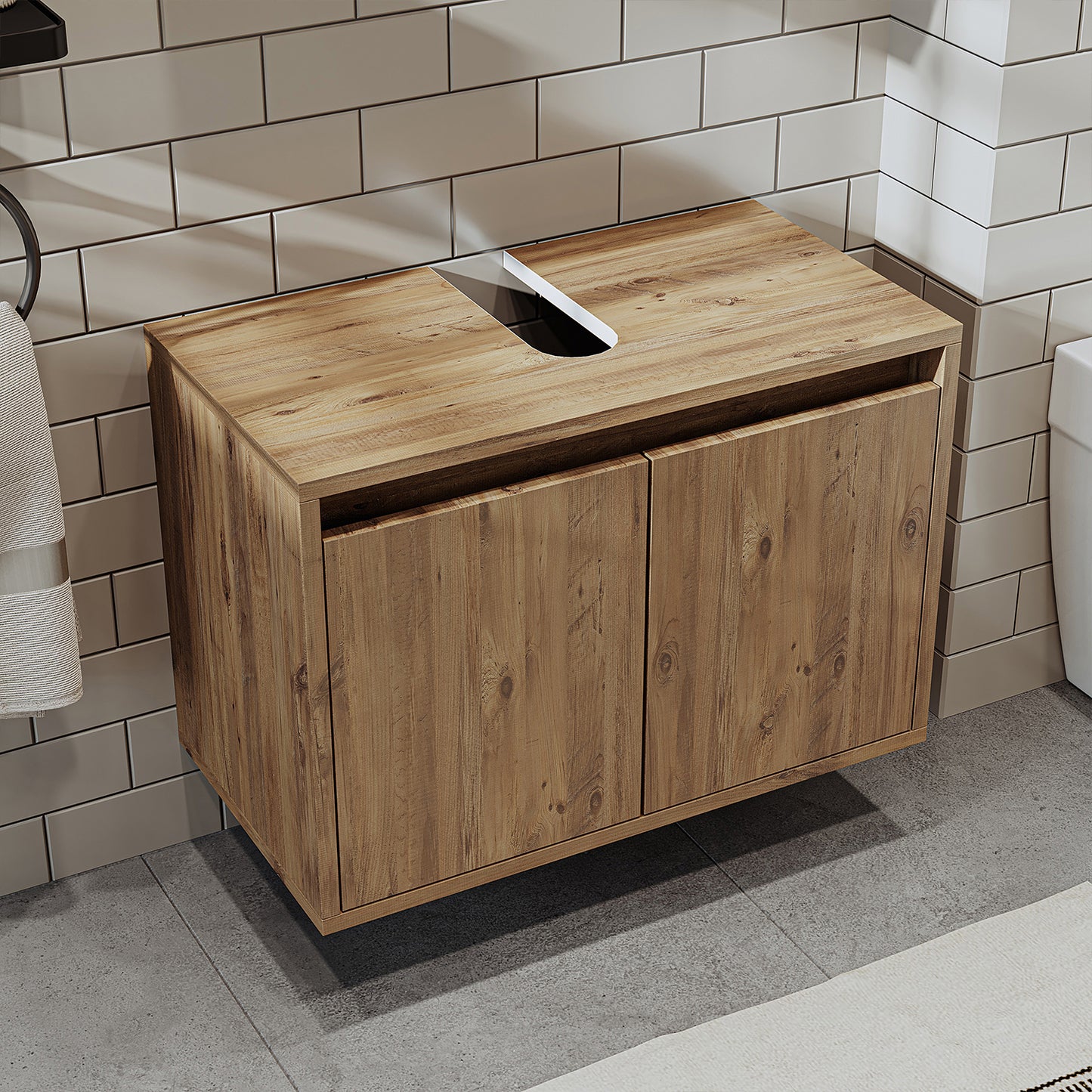 Roomart bathroom vanity unit HBD:45x65x35 cm - white - oak - white-oak - anthracite oak