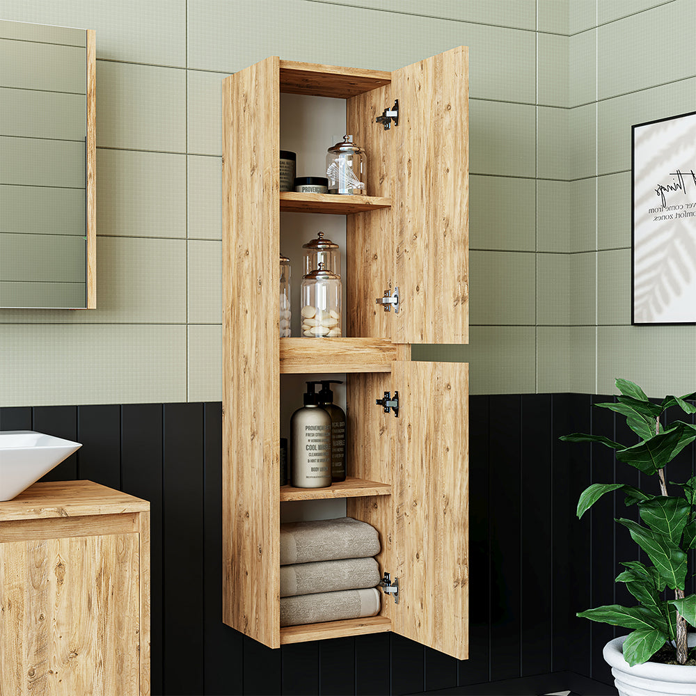 Roomart Badmöbel Set ATLANTIC 4-teilig * In 5 Farben, 100 cm Unterschrank mit Keramikwaschbecken in 4 Fraben • Spiegelschrank • Hochschrank