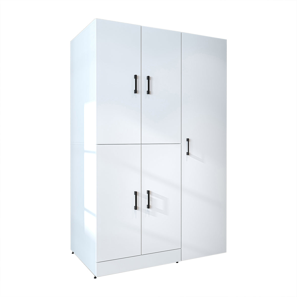 Armadio per lavatrice "DORA SET" per asciugatrice e lavatrice, larghezza 115 cm, in 4 colori, con ante e ripiano estraibile - bianco - rovere bianco - rovere antracite - rovere - armadio per lavatrice, scaffale per lavatrice, torre per lavatrice, armadio, bianco, lavatrice