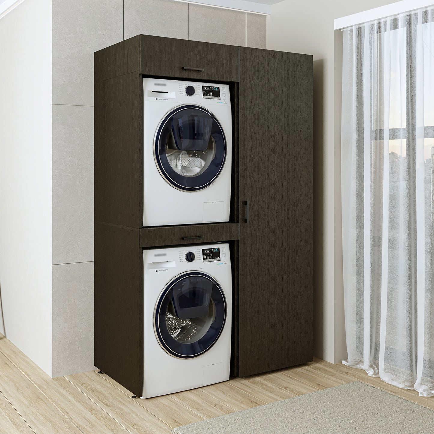 Roomart Hochschrank Waschküche 60 cm – 205 cm hoch, Soft-Close | in 3 Farben