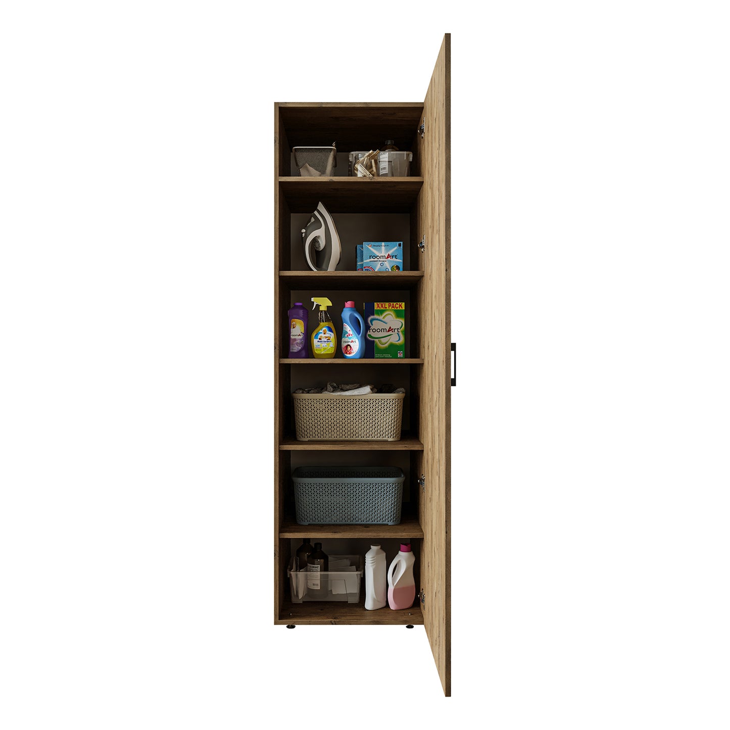 - Roomart - Tablettes - Pour les armoires hautes C60-W et E60-W (60 cm de large) - Blanc - Chêne noir - armoire, armoire de salle de bain, armoire pour machine à laver, armoire de salle de bain, meuble de salle de bain, étagère pour machine à laver, tour de lavage, armoire haute, salle de bain, meuble, blanc, mascotte de lavage