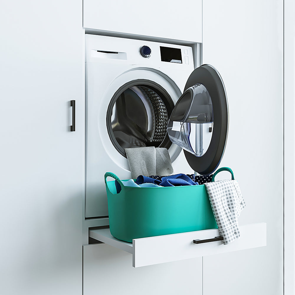 Roomart Waschmashinenshcrank für Trockner und Waschmaschine • Weiß • Schwarz eiche