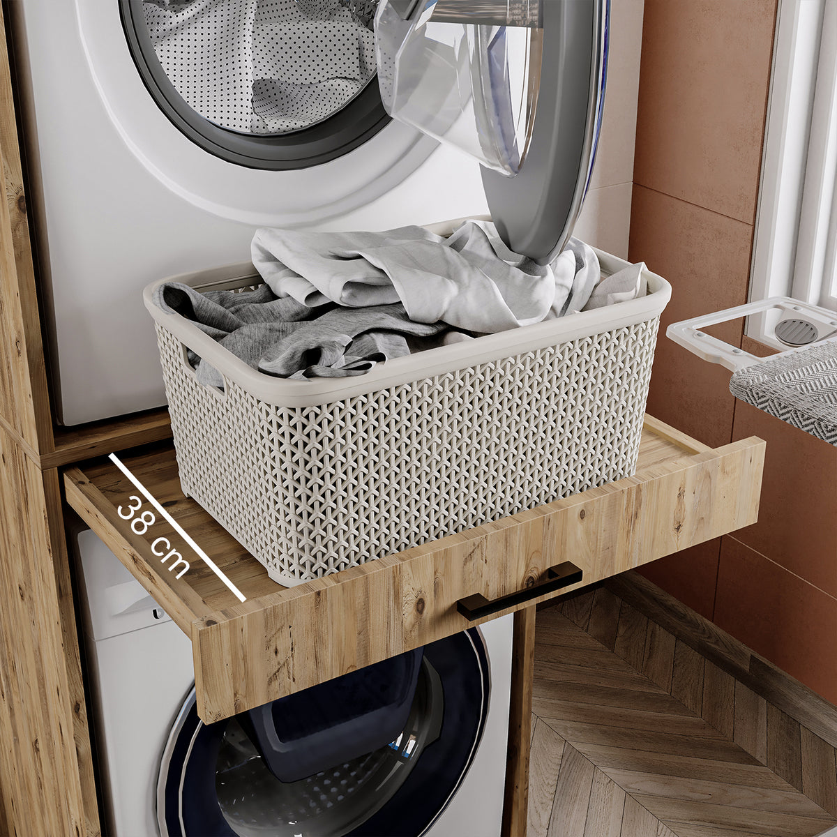 Roomart Waschmaschinenschrank DUO-I, 67 cm, für Waschmaschine und Trockner