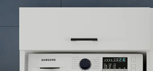 Roomart Szafka pod pralkę, uchwyt meblowy, uchwyt, czarny matowy - szafka pod pralkę, półka pod pralkę, wieża pralnicza, szafka, biały, pralki, szafka dolna, pralka, suszarka, szafka domowa, szafki, szafka łazienkowa, wysoka szafka, łazienka