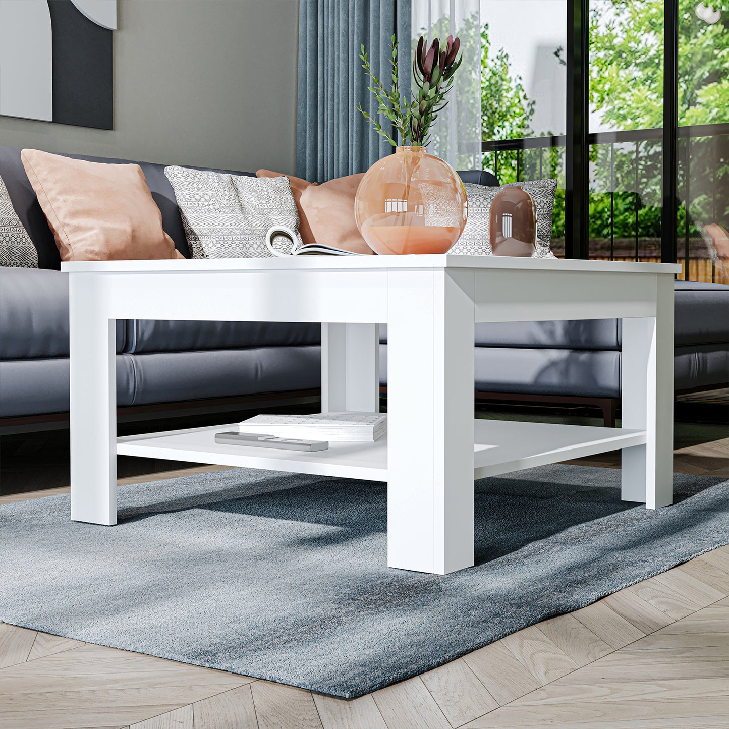 Roomart Couchtisch HELSINKI, 80 oder 110 cm, mit Ablageboden, in 4 Farben