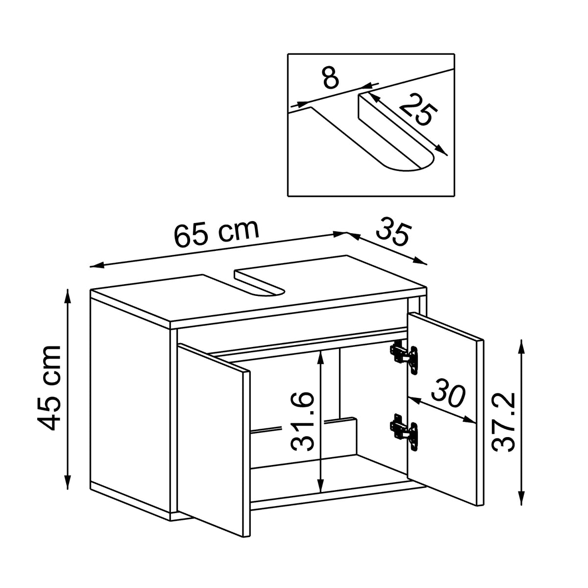 Set di mobili da bagno Roomart MELONA 3 pezzi, in 4 colori, mobiletto da 65 cm - specchiera - colonna - mobili da bagno, set, lavabo, lavatoio, bagno, mobili da bagno, mobili da bagno, mobile da bagno, mobile da lavabo, cm, largo, moderno, lavabo, profondo, con, mobiletto da bagno