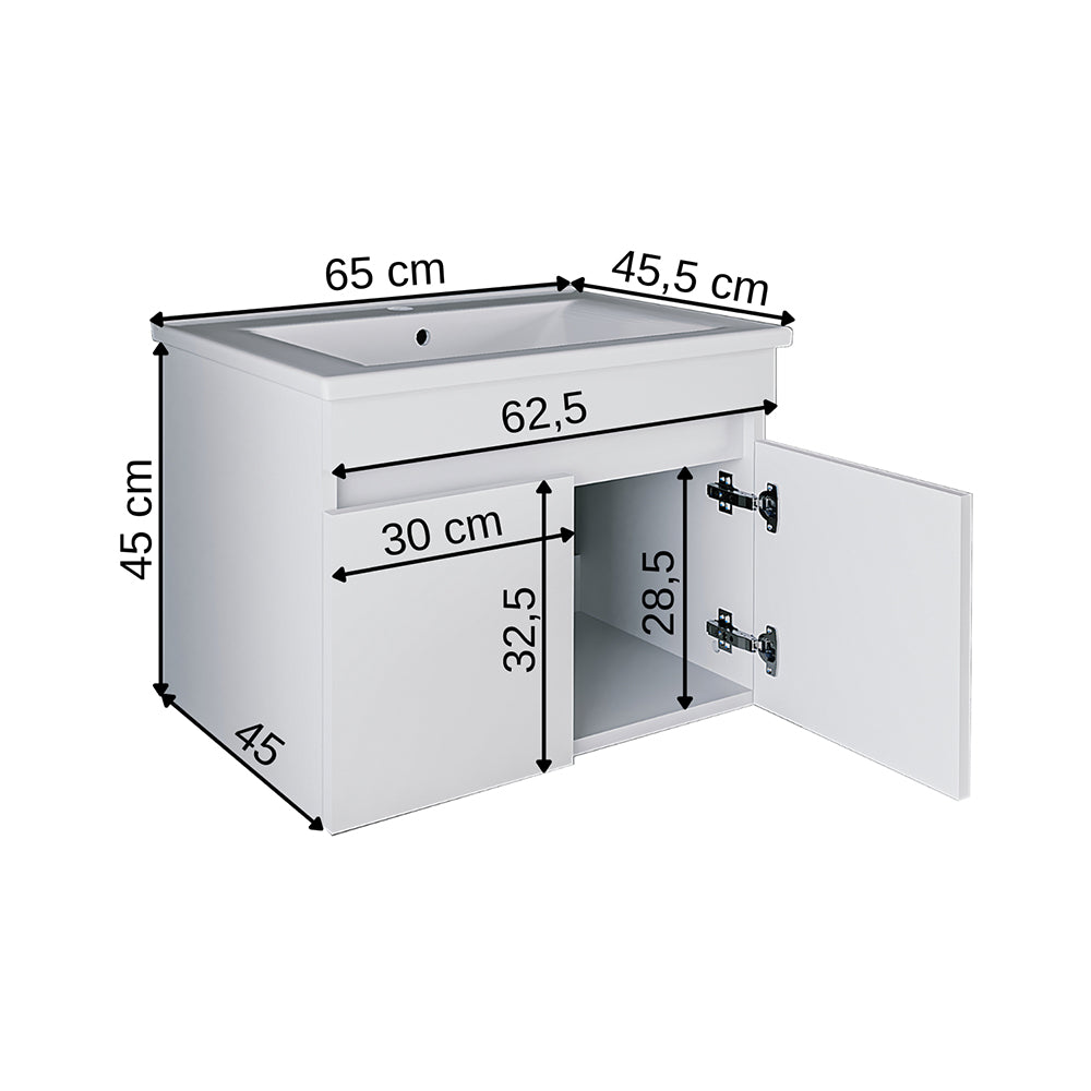 Roomart Atria, Waschbecken mit Unterschrank 65 cm, in 4 Farben, Badezimmermöbel