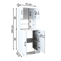 Roomart, Badezimmer Waschmaschinenschrank ATRIA, Waschmaschinenüberbau, BHT: 70 x 180 x 69 cm, in Weiß-Eiche, Anthrazit Eiche waschmaschinenschrank, waschmaschinenregal, waschturm, schrank, weiß, waschmaschinen, unterschrank, waschmaschine, trockner, haus