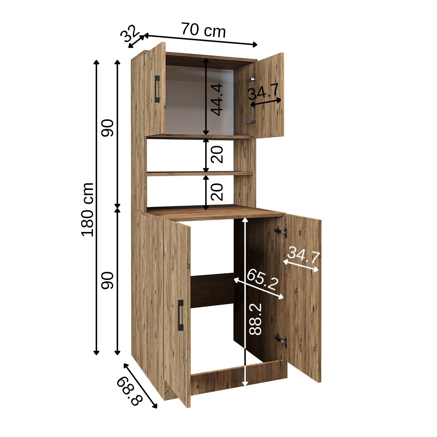 Roomart, Badezimmer Waschmaschinenschrank ATRIA, Waschmaschinenüberbau, BHT: 70 x 180 x 69 cm, in Weiß-Eiche, Anthrazit Eiche waschmaschinenschrank, waschmaschinenregal, waschturm, schrank, weiß, waschmaschinen, unterschrank, waschmaschine, trockner, haus