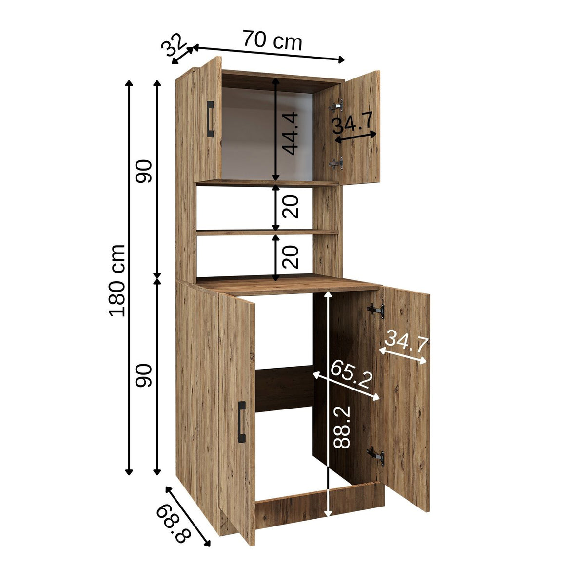 Roomart, meuble de salle de bain pour lave-linge ATRIA, superstructure pour lave-linge, L x H x P : 70 x 180 x 69 cm, en chêne blanc, meuble pour lave-linge en chêne anthracite, étagère pour lave-linge, tour de lavage, meuble, blanc, machines à laver, meuble bas, lave-linge, sèche-linge, maison