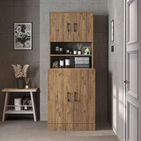 Roomart, Badezimmer Waschmaschinenschrank ATRIA, Waschmaschinenüberbau, BHT: 70 x 180 x 69 cm, in Weiß-Eiche, Anthrazit Eiche waschmaschinenschrank, waschmaschinenregal, waschturm, schrank, weiß, waschmaschinen, unterschrank, waschmaschine, trockner, haus