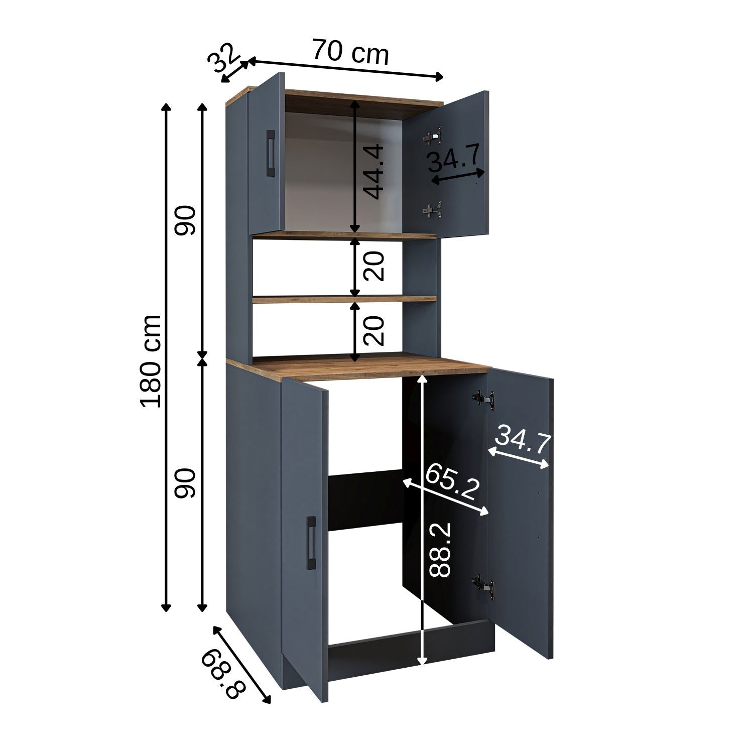 Roomart, Badezimmer Waschmaschinenschrank ATRIA, Waschmaschinenüberbau, BHT: 70 x 180 x 69 cm, in Weiß-Eiche, Anthrazit Eiche waschmaschinenschrank, waschmaschinenregal, waschturm, schrank, weiß, waschmaschinen, unterschrank, waschmaschine, trockner, haus