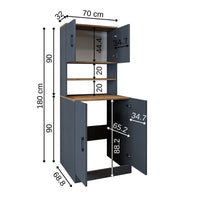 Roomart, Badezimmer Waschmaschinenschrank ATRIA, Waschmaschinenüberbau, BHT: 70 x 180 x 69 cm, in Weiß-Eiche, Anthrazit Eiche waschmaschinenschrank, waschmaschinenregal, waschturm, schrank, weiß, waschmaschinen, unterschrank, waschmaschine, trockner, haus