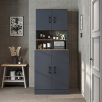 Roomart, Badezimmer Waschmaschinenschrank ATRIA, Waschmaschinenüberbau, BHT: 70 x 180 x 69 cm, in Weiß-Eiche, Anthrazit Eiche waschmaschinenschrank, waschmaschinenregal, waschturm, schrank, weiß, waschmaschinen, unterschrank, waschmaschine, trockner, haus
