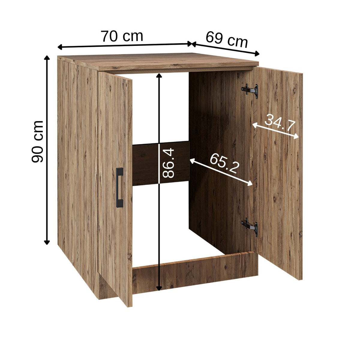 Roomart, Salle de bain Armoire pour machine à laver ATRIA, Armoire pour machine à laver, LH : 70x 90 x 69 cm, en chêne blanc, chêne, chêne anthracite, blanc Armoire pour machine à laver, étagère pour machine à laver, tour de lavage, armoire, blanc, machines à laver, armoire inférieure, machine à laver