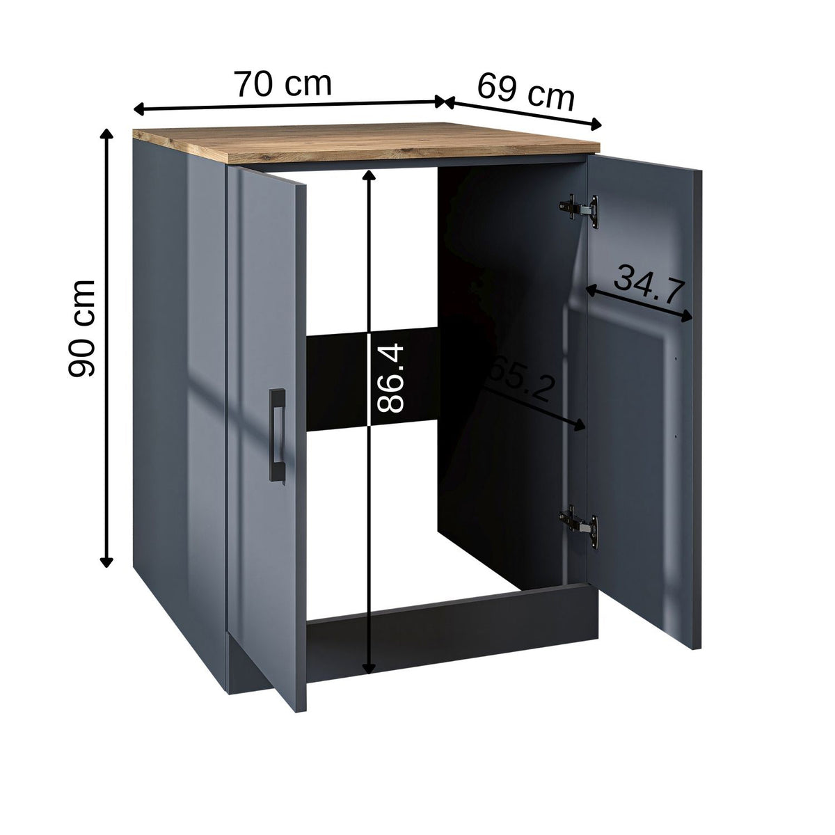 Roomart, Salle de bain Armoire pour machine à laver ATRIA, Armoire pour machine à laver, LH : 70x 90 x 69 cm, en chêne blanc, chêne, chêne anthracite, blanc Armoire pour machine à laver, étagère pour machine à laver, tour de lavage, armoire, blanc, machines à laver, armoire inférieure, machine à laver